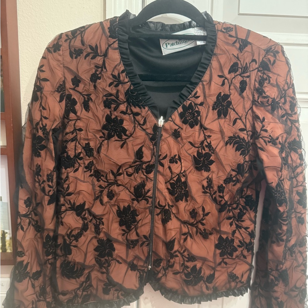 Patchington Floral Embroidered Bomber Jacket size 6